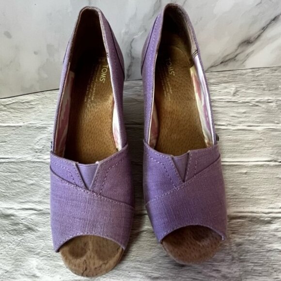 Toms Lavender Orchid Peep Toe Wedge Heel Sandals - Picture 2 of 14